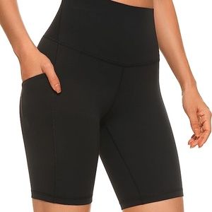 CRZ YOGA Womens Butterluxe Biker Bike Shorts with Pockets 8 Inch Black XS